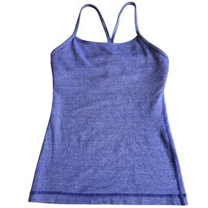 Lululemon Power Y Tank Top Purple Heather Space Dye Size 2 T-Back Shelf Bra